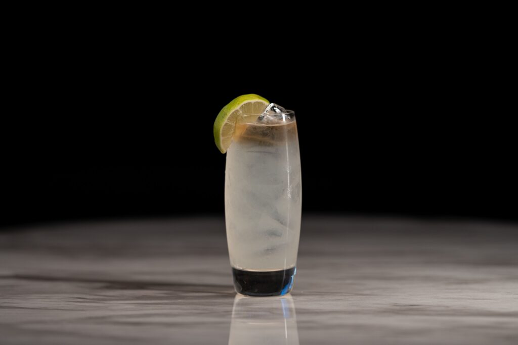 Cocktail with lemon and ice